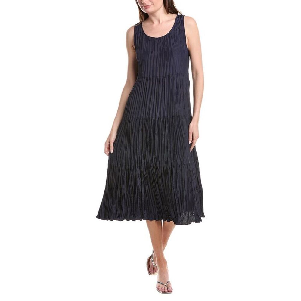 Eileen Fisher Womens  Pleated Silk Flare Dress